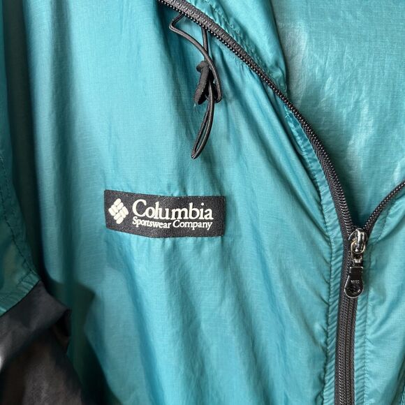 Vintage Columbia Windbreaker Packable Jacket Mens Size L Green Hoodie Zip - Picture 6 of 11